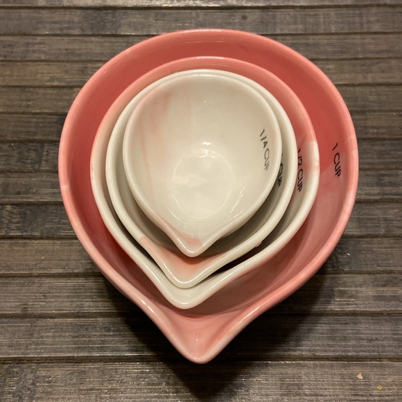 Marbled Porcelain Nesting Measuring Cups Pink/White - Picture 3 of 11